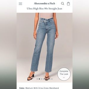 Abercrombie and Fitch, 90’s Ultra High Rise straight jeans, criss cross waist 27